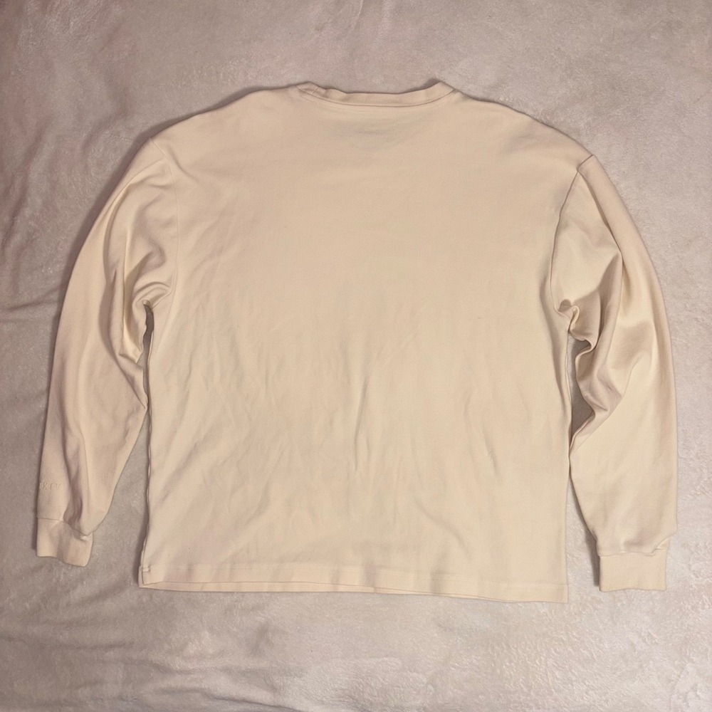 YOUNGLA 450 Cloud Foam Long Sleeve Tee Mens M Cream Gym Streetwear Relaxed Shirt - Picture 7 of 10